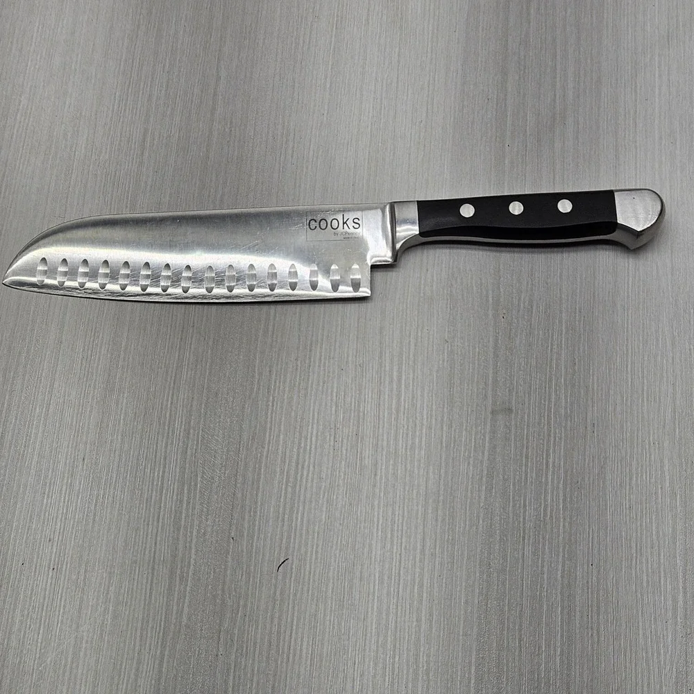 Cooks by JCPenney 7 inch Santoku Knife Stainless Steel Granton Edge Triple Rivet
